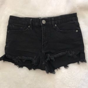 Mudd Black Stretch Frayed Hem Shorty Short